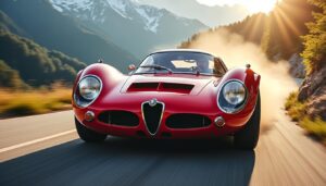 in österreich begeistert der alfa romeo 33 mit 240 ps und 9000 u/min bei bergrennen – ein echter rennbolide mit beeindruckendem klang und leistung.